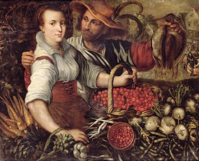 Marktszene mit Obst- und Gemüsehändlern von Frederick van Valkenborch